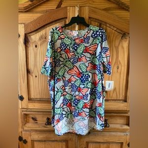 Women Lularoe Irma American flag Statue of Liberty shirt size L - NWT